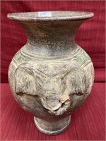 Art pottery elephant vase 15” damaged to trunk