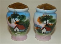 Vintage Hand-Painted Country Home Scene