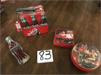 Coca-Cola Six-Pack Lunch Box Tin, Coasters, & Tins