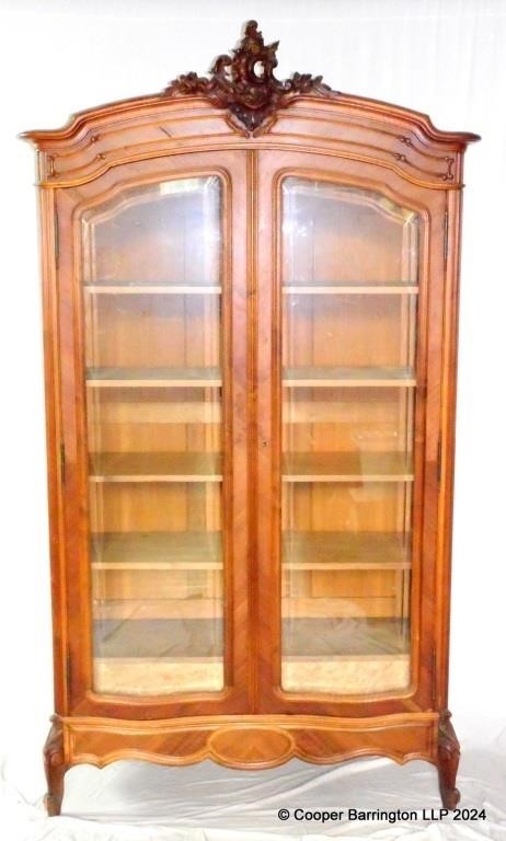 Antique French Lous XV Walnut Glazed Bookcase/