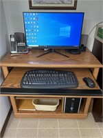 Lenovo Desktop Computer, Speakers, and Wooden