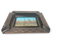 Vtg Souvenir Metal Photo Frame Ashtray