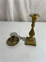 two brass candlesticks