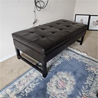 Large Faux Leather Blanket Storage Ottoman