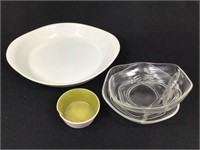 Swedish Dukat Pottery Dish, DRGM Glass Dishes +