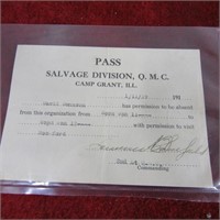 1/11/1919 Camp Grant/salvage division Pass