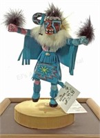 Signed Navajo Kachina Doll With Showcase