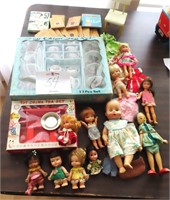 Vintage Dolls, Tea Set, Tea Set Box