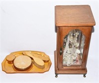 Vintage 5pc celluloid dresser set, dresser top