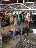 Rack 60 fishing lures and baits