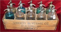 10pcs Antique Seltzer Bottles (4 blue, 6 clear) in