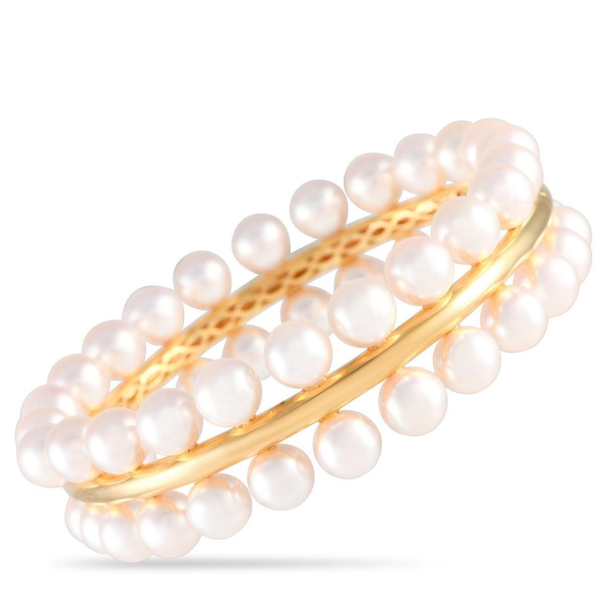 Assael 18K Yellow Gold Forever Pearl Bangle Bracel