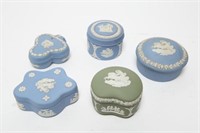 Wedgwood Green / Blue & White Jasperware Boxes, 5