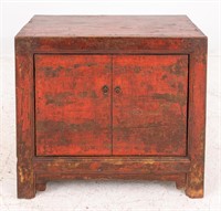 Antique Chinese Lacquered Wood Side Cabinet