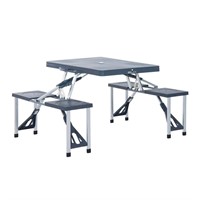 Outsunny Grey 4-Seats Aluminum Picnic Table