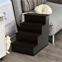 PawHut 4-Step Wooden Pet Stair with Soft Plush