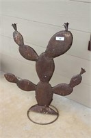 Metal Folk Art Style Blossoming Cactus on