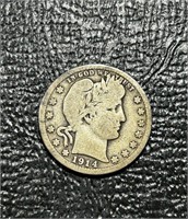 1914-D US Barber Quarter