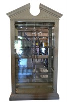 Crackle White Lighted Curio Cabinet 89" High