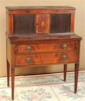 Hepplewhite Style Inlaid Mahogany Tambour Desk