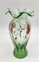 Dunbar Glass Octagon Ruffled Rim Vase