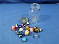 Vintage Marbles in Small Jar