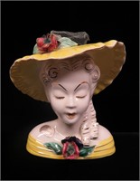 "Scarlet" Yellow Lady Head Vase
