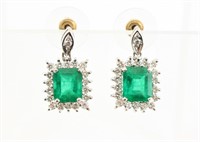 4.6 Carat Emerald & Diamond Earrings In Platinum