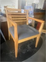 Tan cloth wood chair oversized
