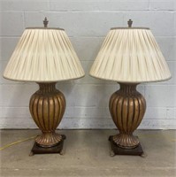 Ornate Gilt Lamps with Shades