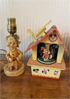 2 vintage Walt Disney lamps one 1939 Dopey