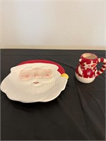 Santa cookie plate and snowman mug