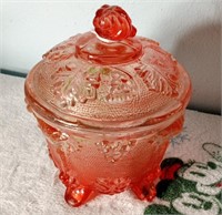 Vintage red glass candy dish