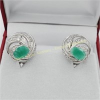 Sterling silver emerald (1.34cts) & cubic zirconia