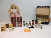 Vintage Miniature AG Dolls & Dollhouse Furniture