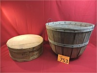 Bushel Basket and Round Cheese Box with Lid