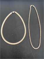 925 Sterling silver pair of necklaces 70 grams