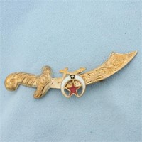 Vintage Masonic Freemason Shriner Sword Shaped Pin