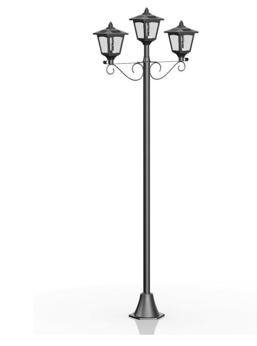 72in Solar Lamp Post Lights, Triple-Head Vintage