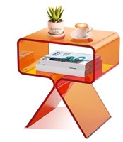 Cutora Acrylic Side Table,  Orange