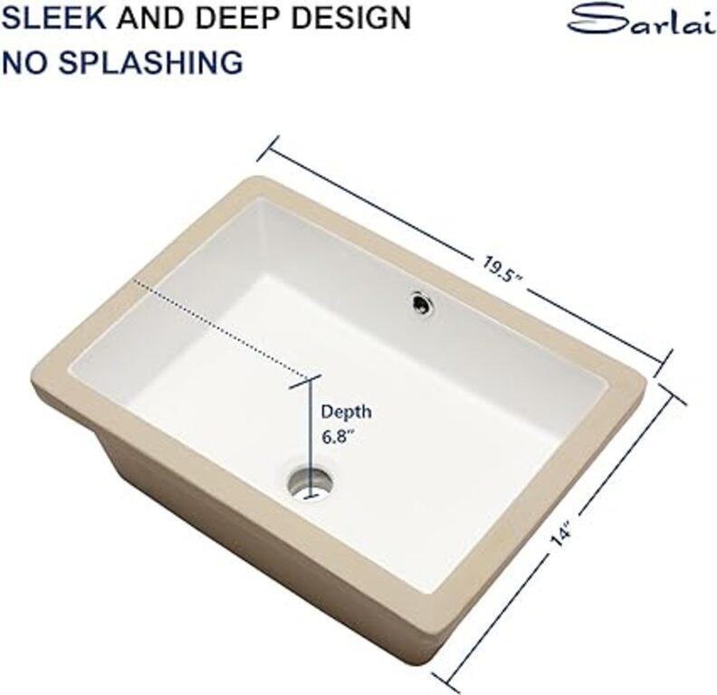 Bathroom Sink Undermount Rectangular - Sarlai 20"x