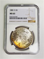 1881 S Silver Morgan Dollor MS 63 NGC