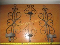 2 Pair - Vintage Wrought Iron Candle Wall Sconce