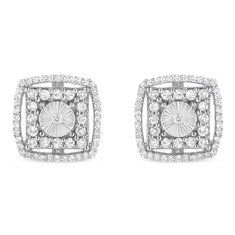 Round-cut 1.00ct Diamond Halo & Disk Earrings