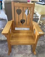 White Oak Heart Adirondack Style Rocking Chair.