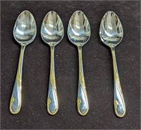 4 Retired Gorham Golden Swirl Teaspoons A