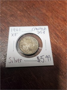 1961 XF canadian 25 cents, silver