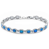 Sterling Silver Blue Fire Opal Creation Bracelet