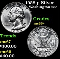 1958-p Washington Quarter Silver 25c Grades GEM++