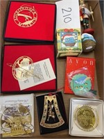 Vintage ornament lot; trains; Avon and more